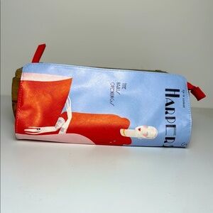 Estee Lauder Clutch Bag Womens Size Medium Red Blue Harper Print Zipper Parisian